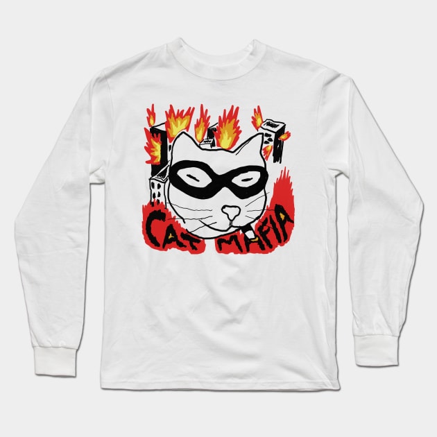 Mafia cats burn down the city Long Sleeve T-Shirt by Stairstone